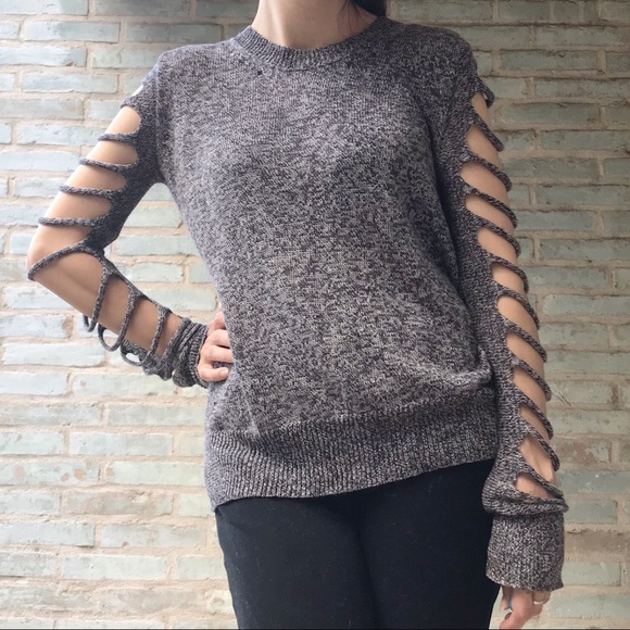 Alexander Wang Sweaters - Alexander Wang Cutout Cage Sleeve Knit Sweater